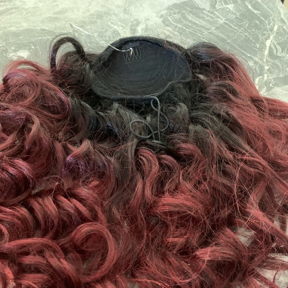 Ombre/Rooted black-reddish wavy hair topper wig - Picture 11 of 13